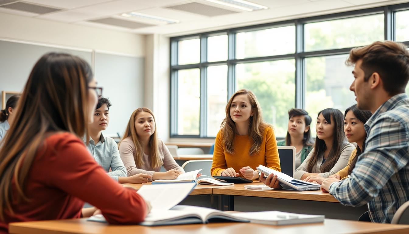 Student using a study guide to organize academic notes